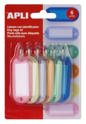 APLI LLAVERO PORTAETIQUETAS PLÁSTICO TRASLUCIDO 6 UNDS.
