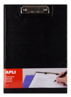 APLI PORTAPAPELES A4 CON SOLAPA Y CLIP NEGRO