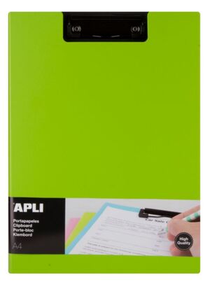 APLI PORTAPAPELES A4 PREMIUM CON SOLAPA Y CLIP VERDE