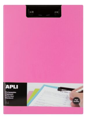 APLI PORTAPAPELES A4 PREMIUM CON SOLAPA Y CLIP ROSA