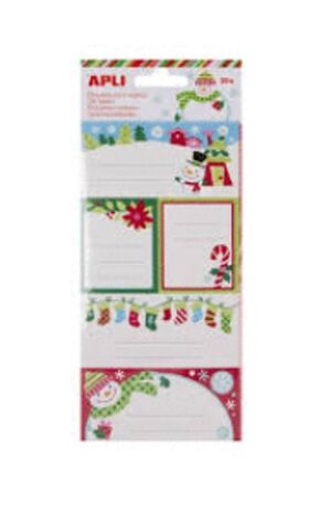 APLI ETIQUETAS REGALOS NAVIDAD MUÑECO DE NIEVE 20 UNDS.