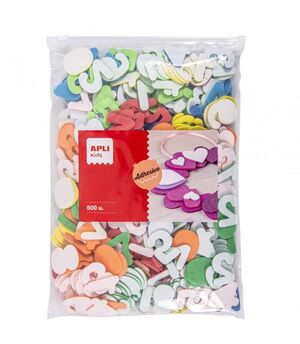 APLI NÚMEROS GOMA EVA ADHESIVA COLORES 500 UNDS.