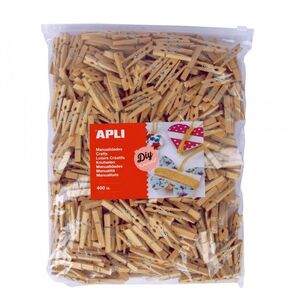 APLI MINI PINZAS MADERA NATURAL 400 UNDS.