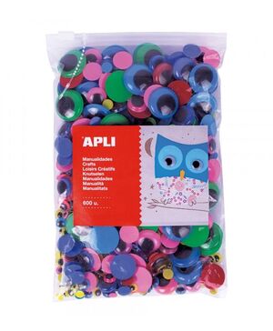 APLI OJOS REDONDOS ADHESIVOS COLORES SURTIDOS 600 UNDS.
