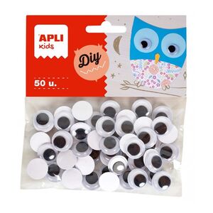 APLI OJOS REDONDOS ADHESIVOS 15MM. 50 UNDS.