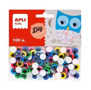 APLI OJOS REDONDOS COLORES SURTIDOS 10MM. 100 UNDS.