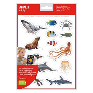 APLI BOLSA GOMETS TEMÁTICOS REALISTAS ANIMALES MARINOS 2 HOJAS