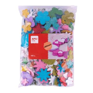 APLI FORMAS GOMA EVA PURPURINA ADHESIVAS 450 UNDS.