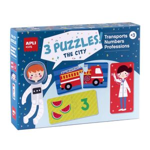 APLI SET 3 PUZZLES CIUDAD (TRANSPORTES, PROFESIONES Y NÚMEROS)