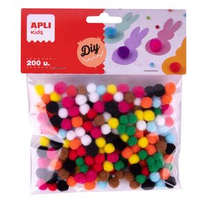 APLI MINI POMPONES SURTIDOS 8MM. 200 UNDS.