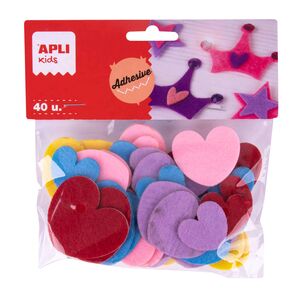 APLI CORAZONES ADHESIVOS FIELTRO 40 UNDS.