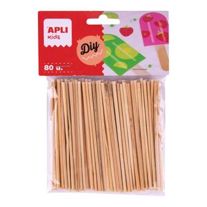 APLI PALOS REDONDOS MADERA NATURAL MINIS 80 UNDS.