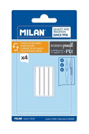 MILAN RECAMBIO GOMAS ERASER & PENCIL SLIM - PL1