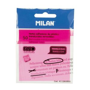 MILAN BLOC NOTAS ADHESIVAS 76 X 76MM. TRANSLÚCIDAS ROSA FLUO