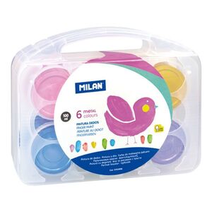 MILAN PINTURA DEDOS 6 COLORES METAL 100ML.