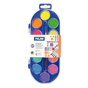 MILAN ACUARELAS ESTUCHE 12 COLORES FLUO - METAL 30MM.