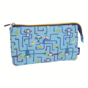 MILAN ESTUCHE PORTATODO 5 COMPARTIMENTOS TANGLED MONKEYS AZUL