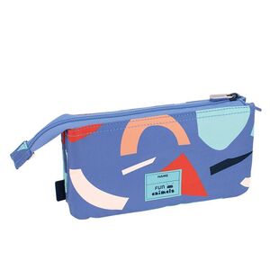 MILAN ESTUCHE PORTATODO 5 COMPARTIMENTOS FUN ANIMALS AZUL