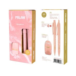 MILAN SET BOLÍGRAFO - PORTAMINAS - AFILABORRA LAVA ROSA