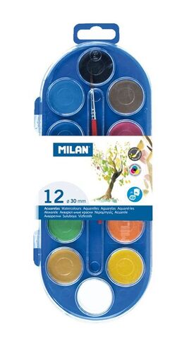 MILAN ACUARELAS ESTUCHE 12 COLORES 30MM.