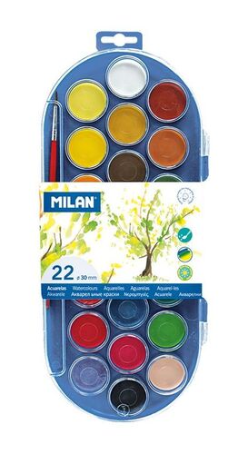 MILAN ACUARELAS ESTUCHE 22 COLORES 30MM.