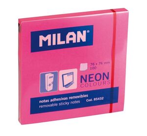 MILAN NOTAS ADHESIVAS 76 X 76MM. NEON ROSA