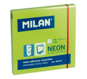 MILAN NOTAS ADHESIVAS 76X76 NEON VERDE