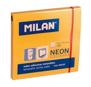 MILAN NOTAS ADHESIVAS 76 X 76MM. NEON NARANJA