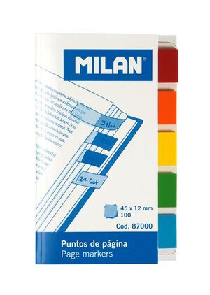 MILAN ÍNDICES ADHESIVOS FILM 45 X 12MM. 5 COLORES