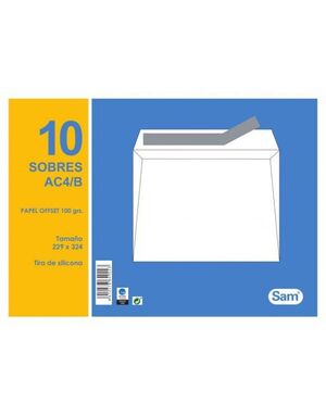 SAM SOBRE 229 X 324MM. OFFSET BLANCO 100GRS. PACK 10 UNDS.