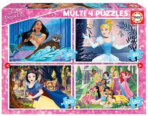 EDUCA MULTI 4 PUZZLES DISNEY PRINCESS 50-80-100-150