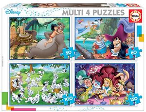 EDUCA PUZZLE 4 DISNEY PROGRESIVOS 50-80-100-150 CLÁSICOS
