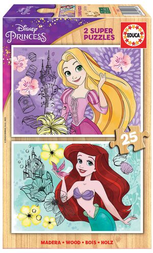 EDUCA PUZZLE 2X25 PIEZAS DISNEY PRINCESS RAPUNZEL + ARIEL