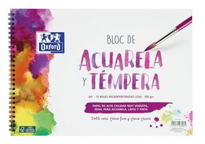 OXFORD BLOC A4+ ESPIRAL ACUARELA Y TÉMPERA 10 HOJAS