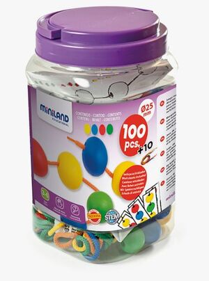 MINILAND JUEGO BOLAS ENSARTABLES 25MM. 100 UNDS.