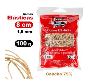 FIXO BANDS! GOMAS ELÁSTICAS 1,5MM. X 8CM. BOLSA 100GRS.