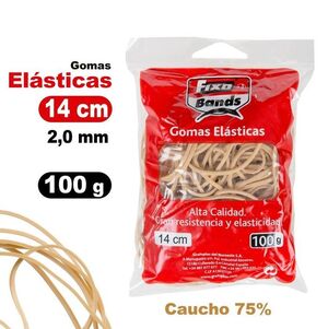 FIXO GOMAS ELÁSTICAS 14CM. BOLSA 100GRS.