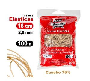 FIXO BANDS! GOMAS ELÁSTICAS 2MM. X 16CM. BOLSA 100GRS.
