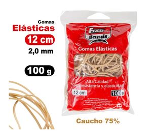 FIXO BANDS! GOMAS ELÁSTICAS 2MM. X 12CM. BOLSA 100 GRS.