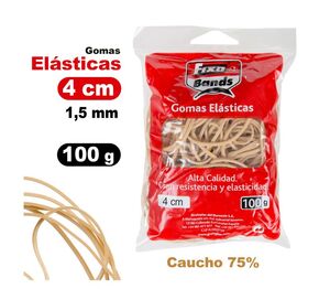 FIXO BANDS! GOMAS ELÁSTICAS 1,5MM. X 4CM. BOLSA 100GRS.