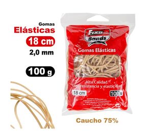 FIXO BANDS! GOMAS ELÁSTICAS 2MM. X 18CM. BOLSA 100 GRS.
