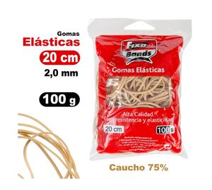 FIXO BANDS! GOMAS ELÁSTICAS 2MM. X 20CM. BOLSA 100GRS.