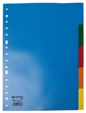 GRAFOPLAS SEPARADOR ÍNDICE FOLIO 5 COLORES XS