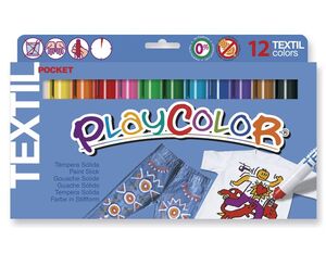 PLAYCOLOR TÉMPERA SÓLIDA TEXTIL POCKET 12 COLORES