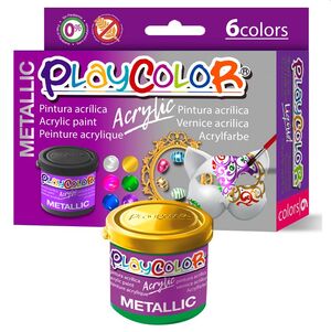 PLAYCOLOR PINTURA ACRÍLICA METÁLICA 6 COLORES