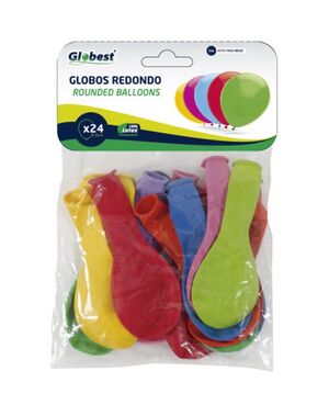 GLOBOS REDONDOS 24CM. COLORES 24 UNDS.