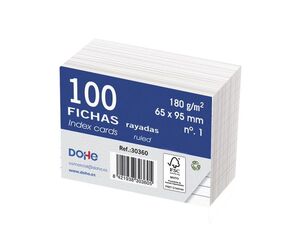 DOHE FICHAS Nº 1 RAYADAS 65 X 95MM. 100 HOJAS