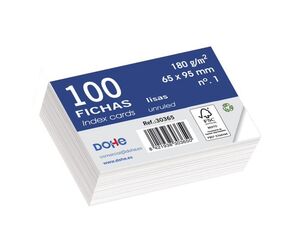 DOHE FICHAS Nº 1 LISAS 65 X 95MM. 100 HOJAS