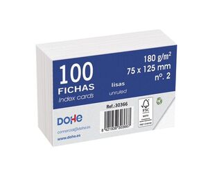 DOHE FICHAS Nº 2 LISAS 75 X 125MM. 100 HOJAS