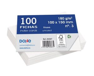 DOHE FICHAS Nº 3 LISAS 100 X 150MM. 100 HOJAS